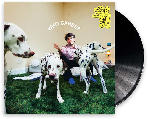 Rex Orange County - Who Cares? album cover with black vinyl record