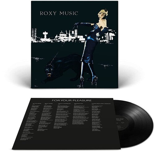 Roxy Music - For Your Pleasure album cover and black vinyl.
