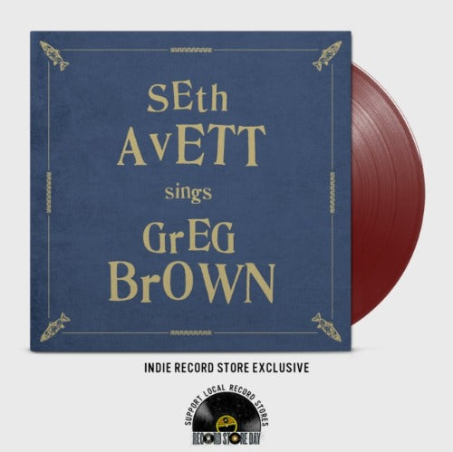 Seth Avett - Seth Avett Sings Greg Brown album cover and maroon vinyl.