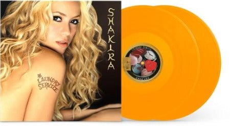 Shakira - Laundry Service album cover with 2 yellow vinyl records