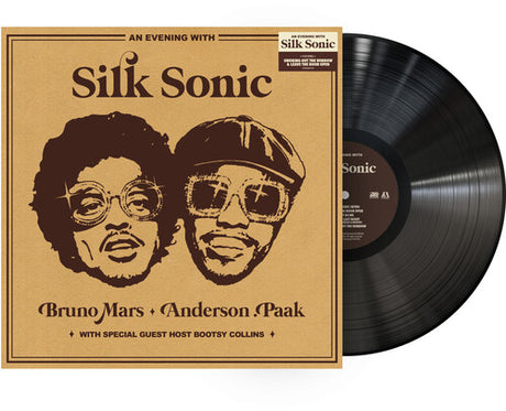 Silk Sonic - An Evening With Silk Sonic album cover with black vinyl record