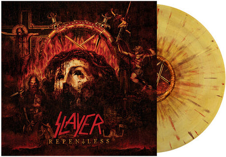 Slayer - Repentless album cover and Indie Exclusive Splatter Gold Vinyl.