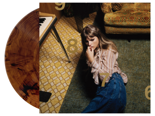 Taylor Swift - Midnights Mahogany Edition back of album cover with mahogany marble vinyl record