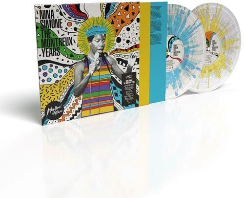 Nina Simone - The Montreux Years album cover and yellow & blue splatter vinyls.
