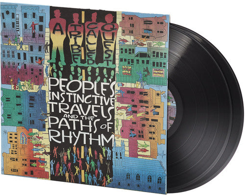 A Tribe Called Quest - People’s Instinctive Travels… album cover and 2 black vinyl discs. 