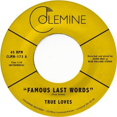 True Loves - Famous Last Words 7 inch single record label