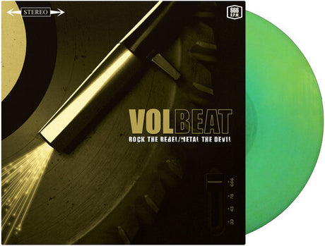 Volbeat - Rock The Rebel/Metal The Devil album cover and glow-in-the-dark green vinyl.